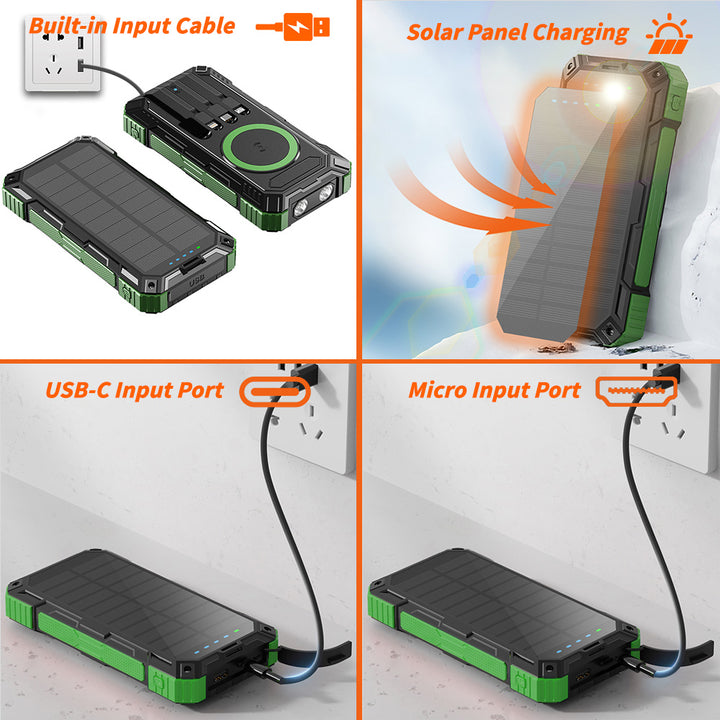 Portable Wireless Solar Power Bank 20000mAh