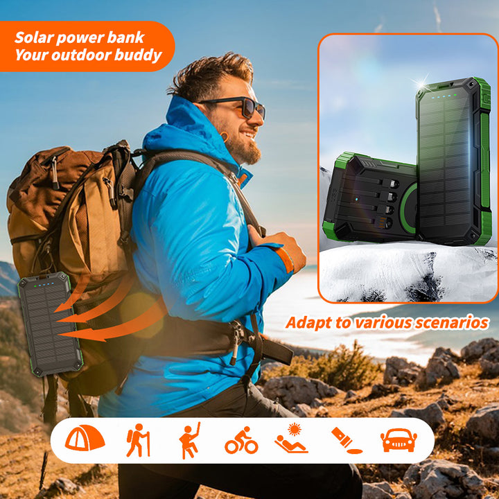 Portable Wireless Solar Power Bank 20000mAh