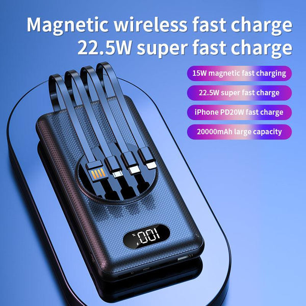 [Wholesale] Multifunctional Magnetic Power Bank Wireless 22.5W Super Fast Charging with Four Cables - FASTSINYO
